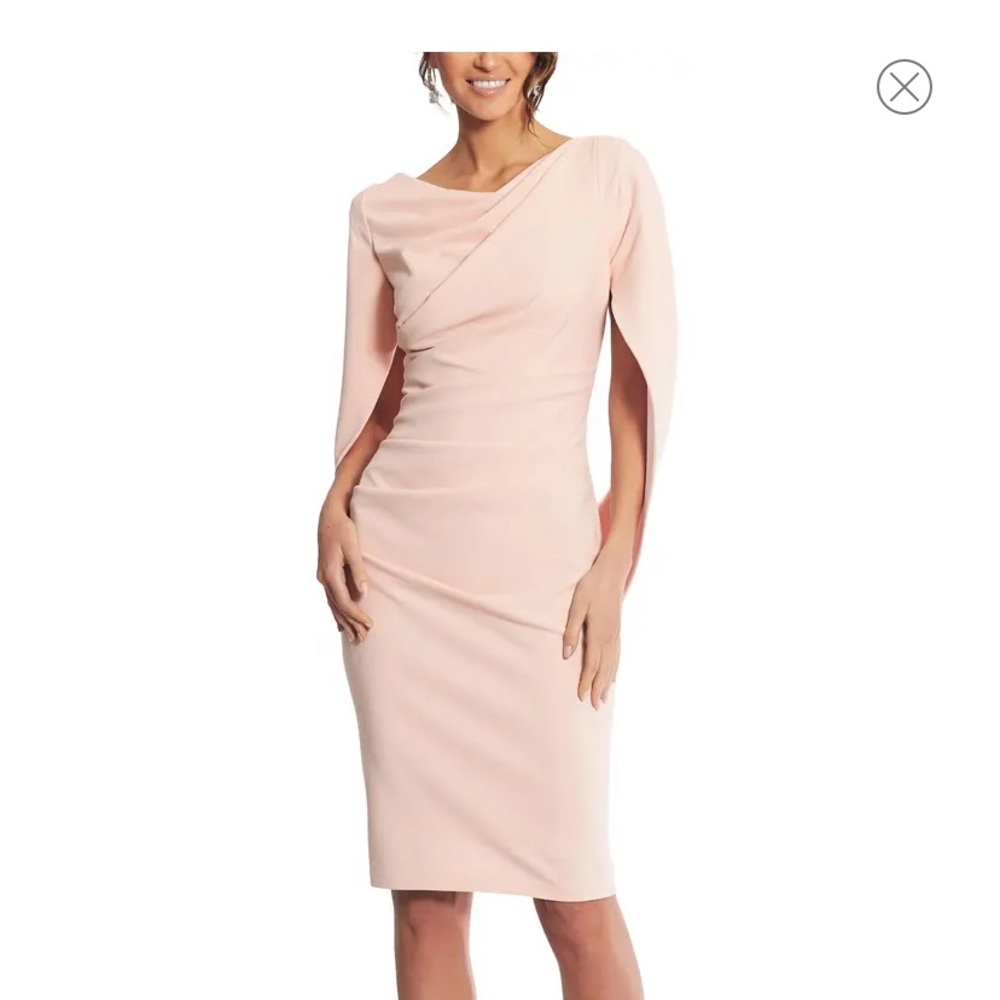 Betsy & Adam blush cape dress